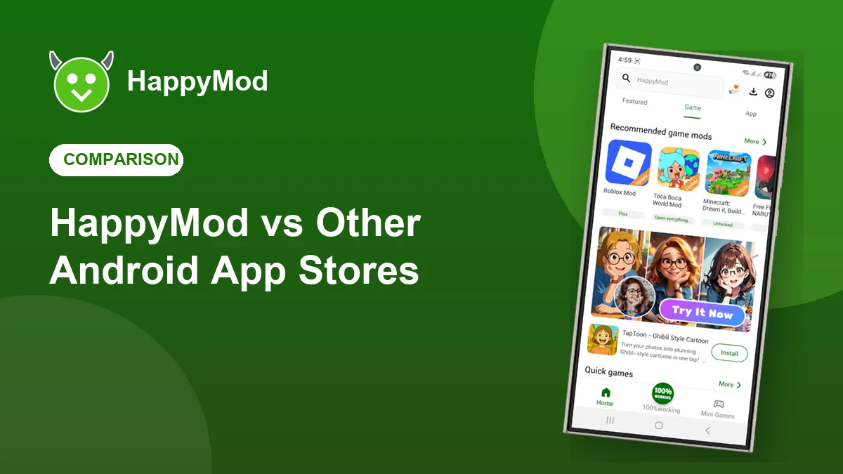 HappyMod vs Other Android App Stores